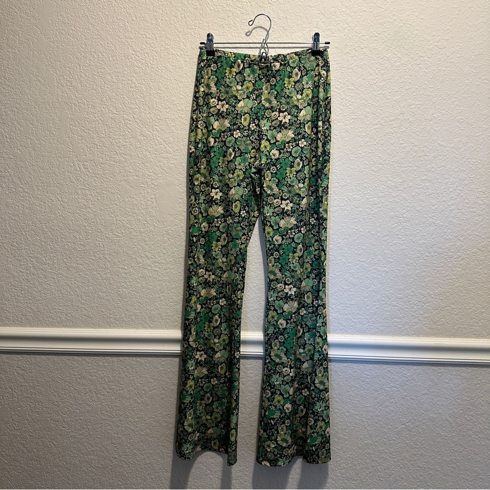 Zara Floral Green Flare Pants